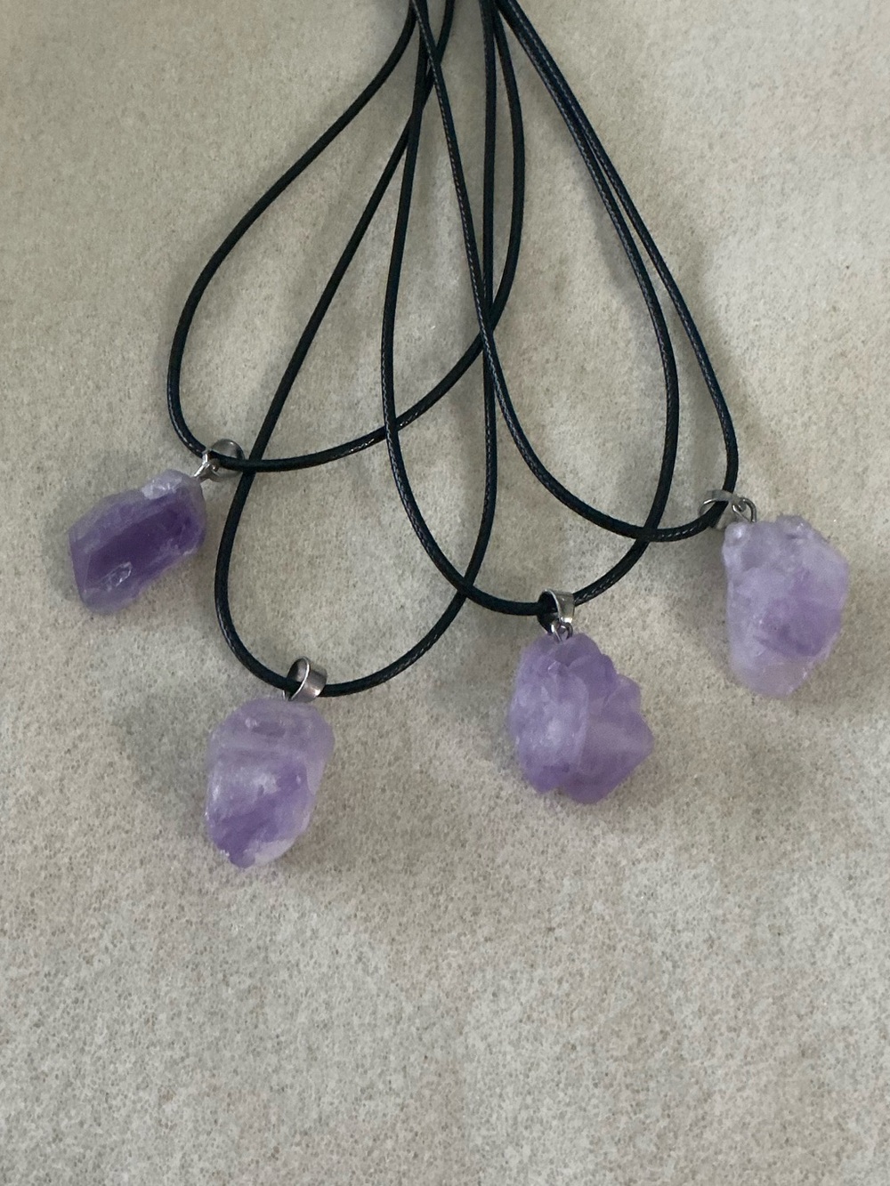 Amethyst Pendant Necklace on Black Cord - set of 4 - Picture 2 of 2